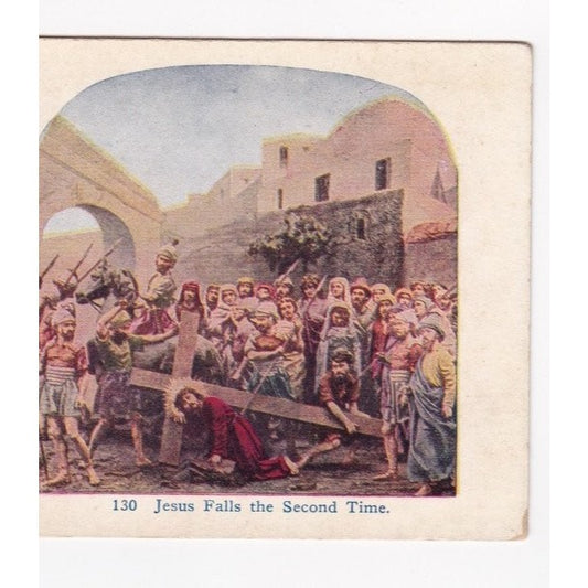 Jesus Falls the Second Time Stereoview AC Co 1925 Religious Scene