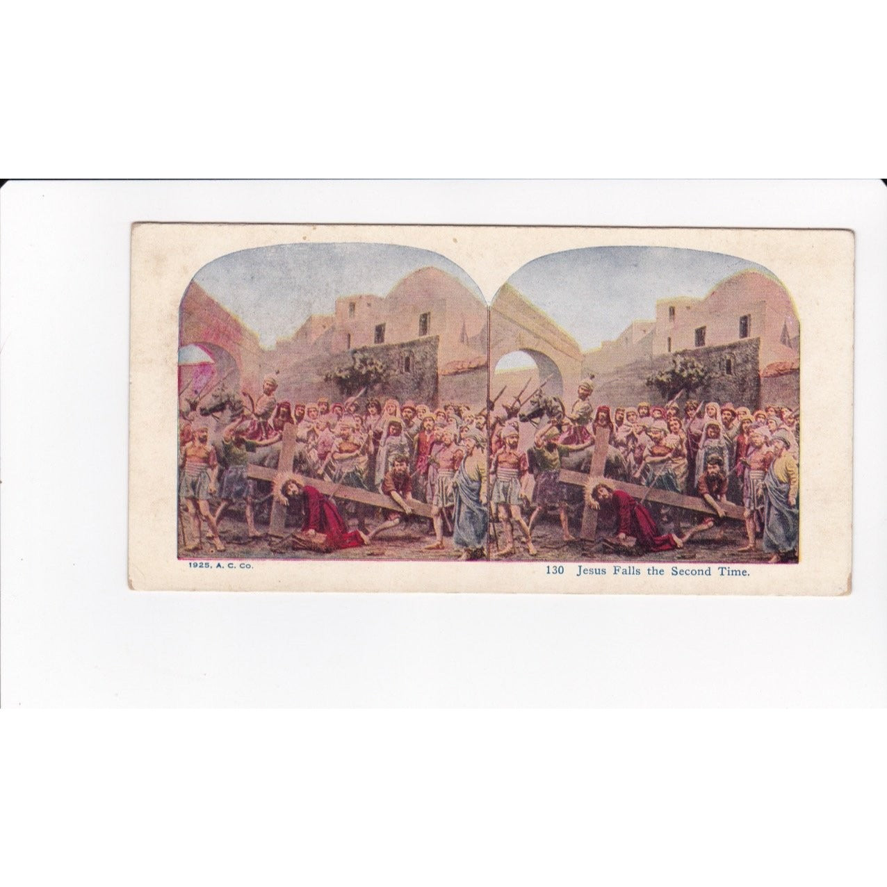 Jesus Falls the Second Time Stereoview AC Co 1925 Religious Scene