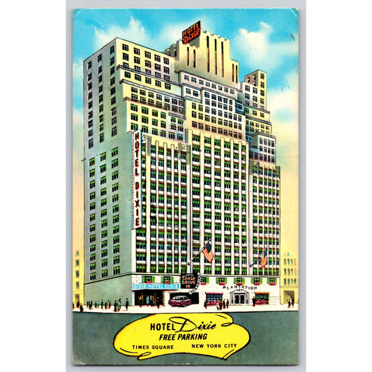 New York City NY Hotel Dixie Times Square Illustrated Postcard Unused