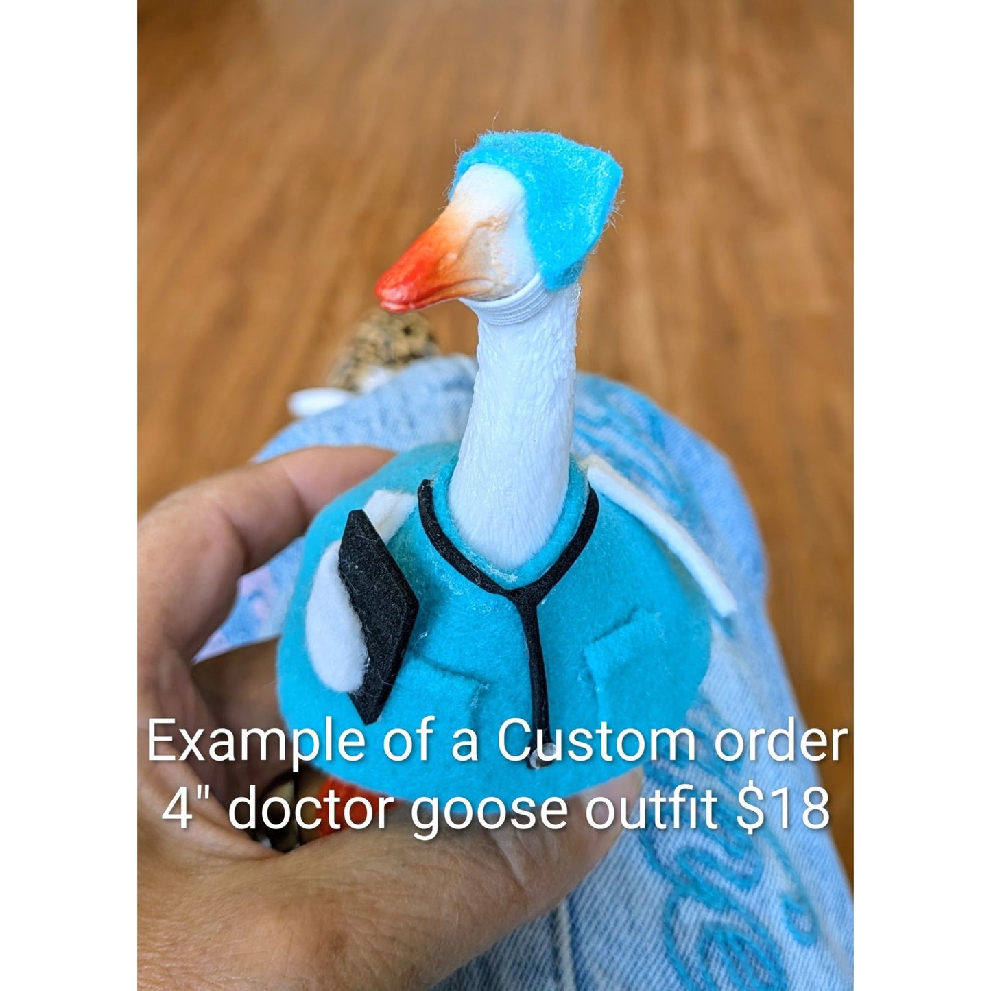 Custom Order Doctor Blue Scrubs Stethoscope  - 4" Goose Figurine with Handcrafted Outfit for Home Or Office Decor