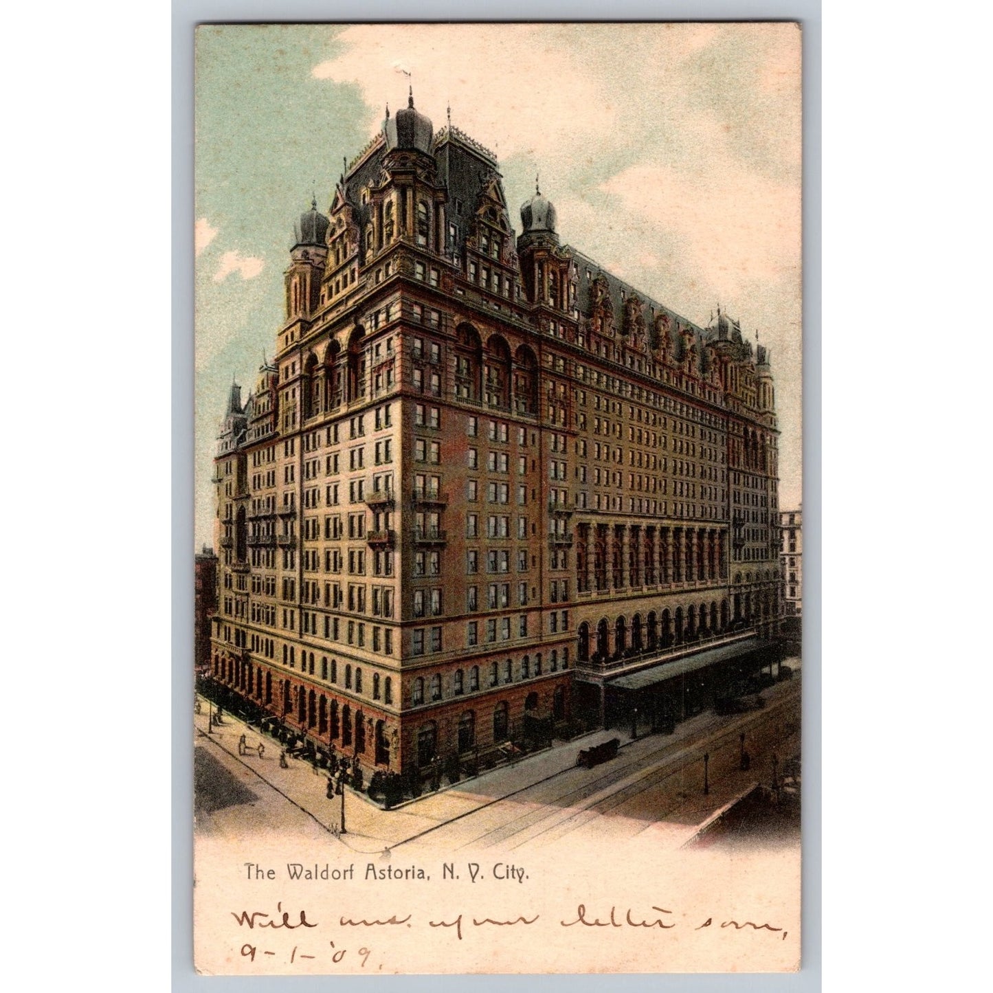 New York City NH Waldorf Astoria 1909 Divided Back Postcard Germany Used