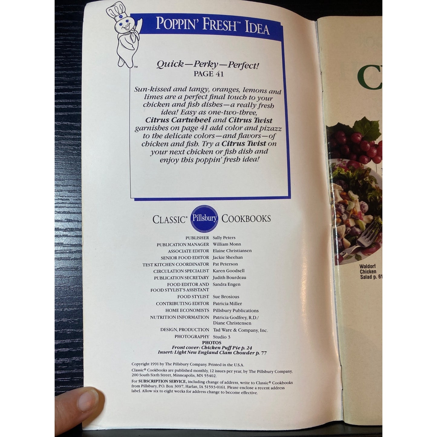 Pillsbury Classic Cookbook Booklet March 1991 Issue #121 Chicken & Fish Recipes