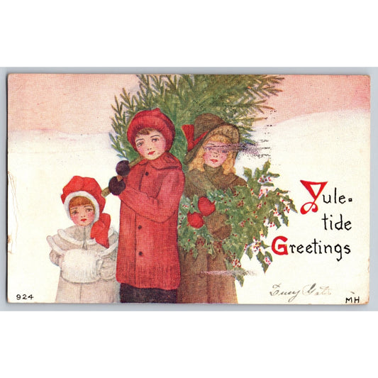 Christmas Yule-tide Greetings 1913 Postcard Used Illustrated FA Owen Co