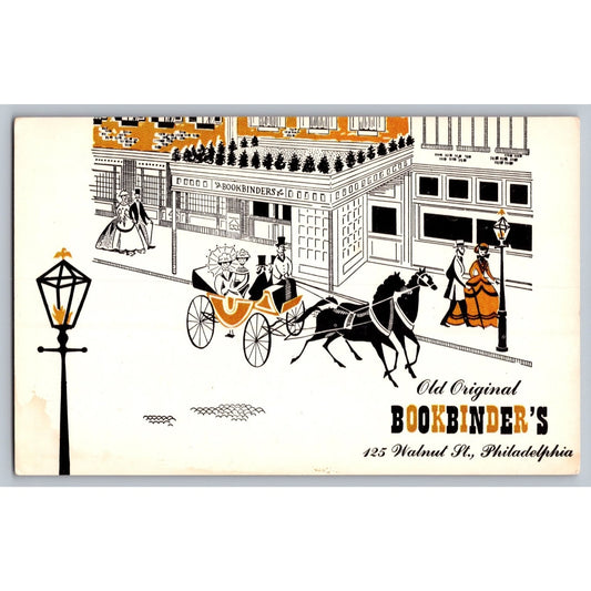 Philadelphia PA Pennsylvania Bookbinder's Restaurant Art Illustrated Postcard