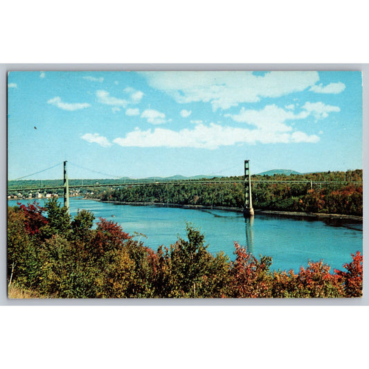 Penobscot River ME Maine Waldo-Hancock Bridge Scenic View Chrome Postcard Unused