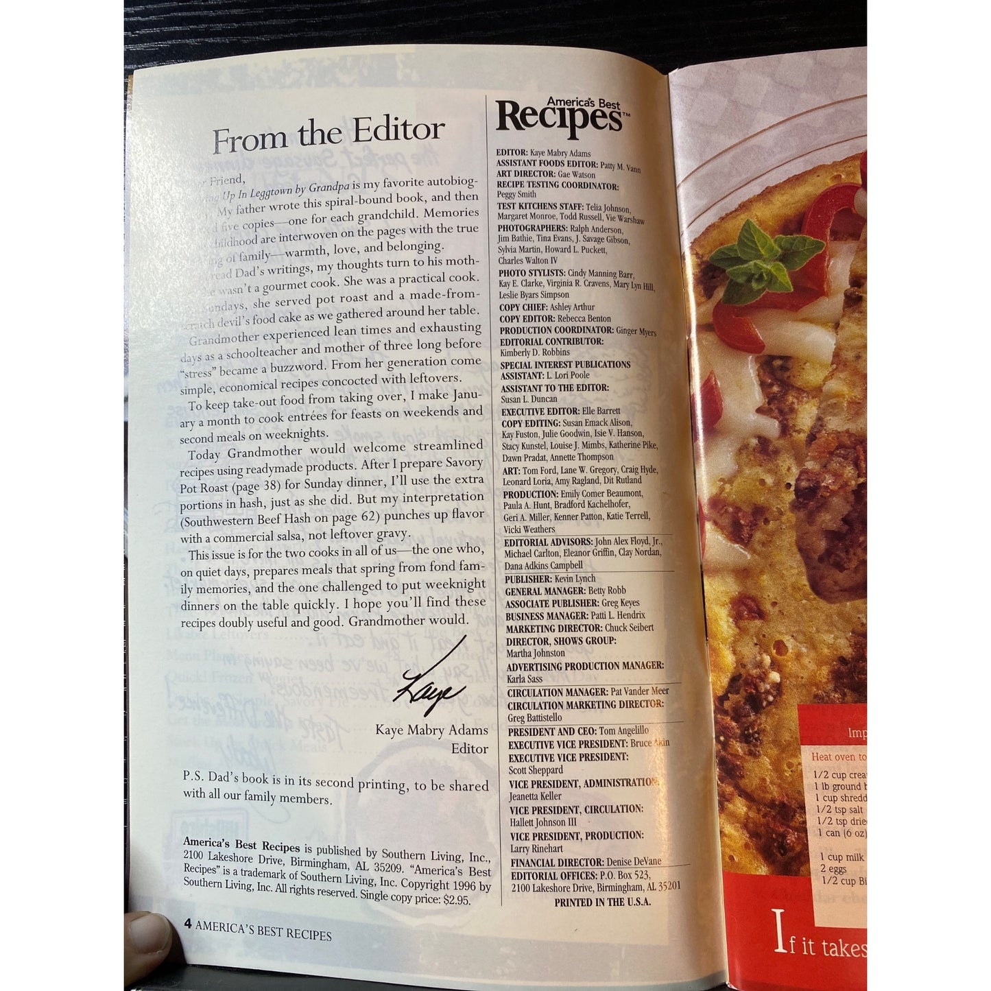 Americas Best Family Recipes Magazine January 1996