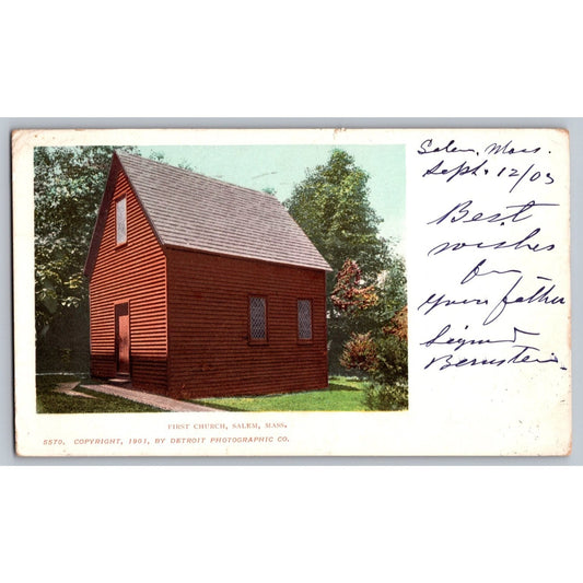 Salem MA Massachusetts Salem First Church 1901 Undivided Back Postcard Used