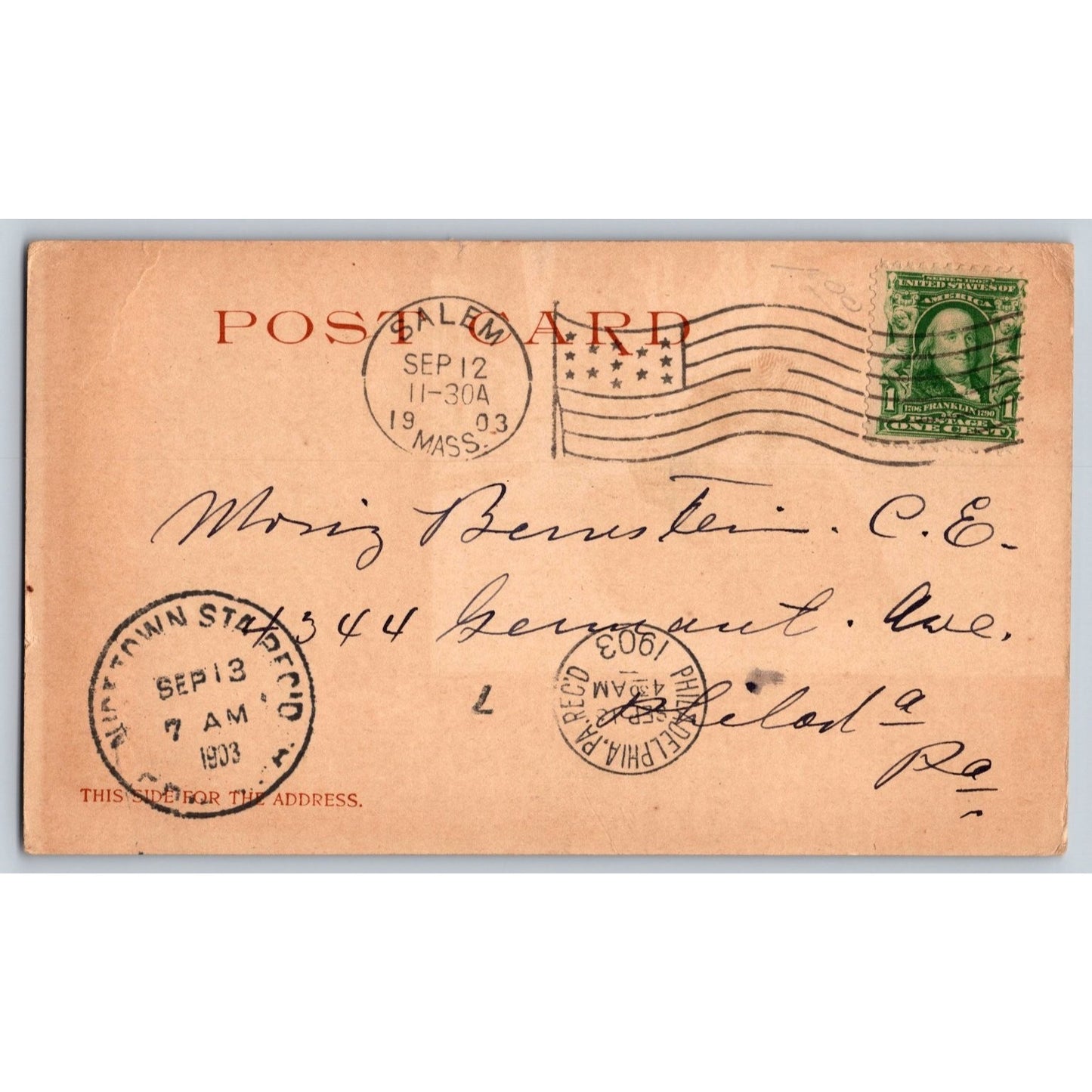 Salem MA Massachusetts Salem First Church 1901 Undivided Back Postcard Used