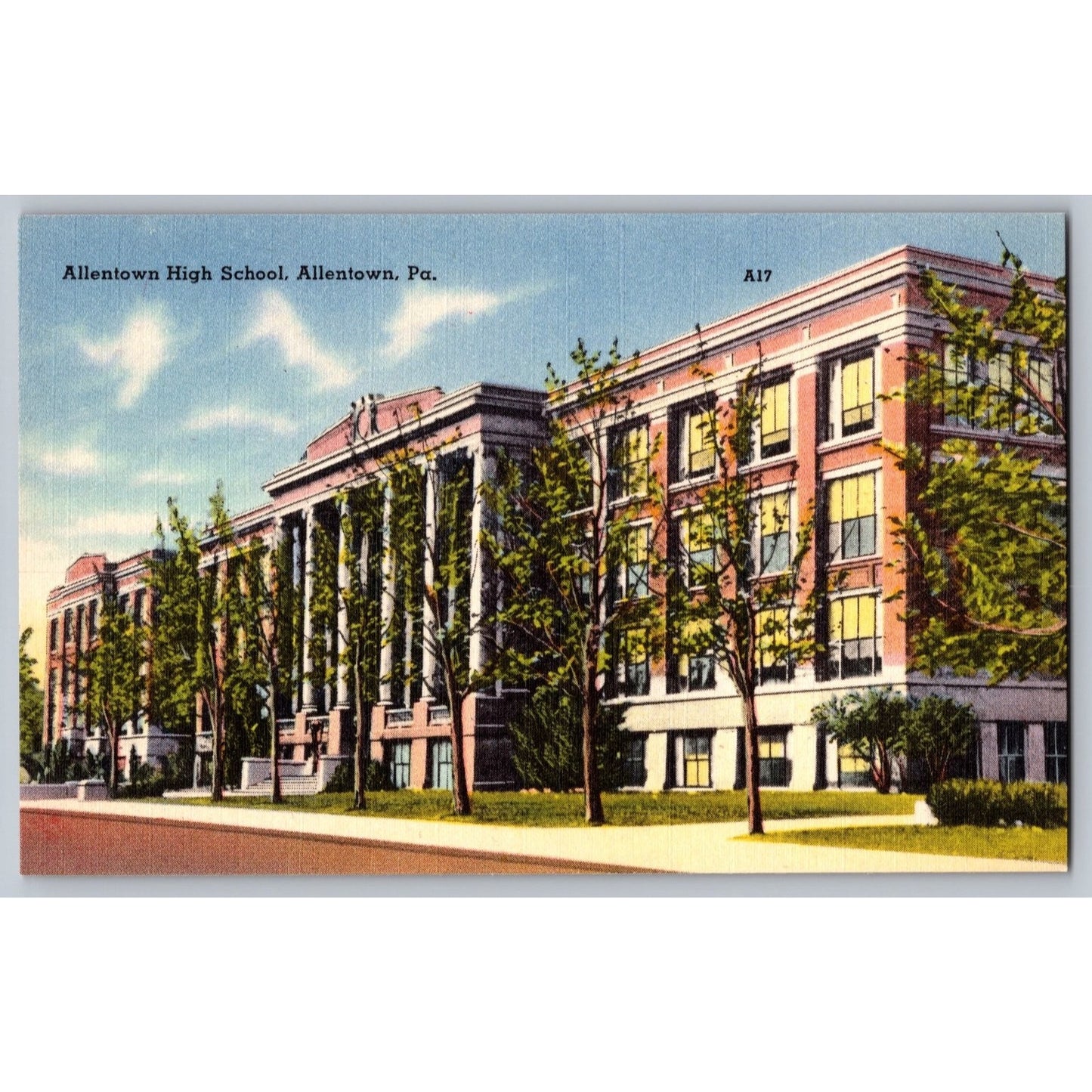 Allentown PA Pennsylvania High School Linen Postcard Unused Mebane Greeting Co