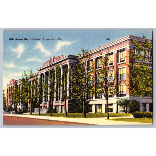 Allentown PA Pennsylvania High School Linen Postcard Unused Mebane Greeting Co