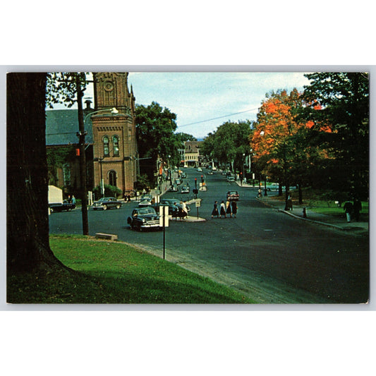 Northampton MA Massachusetts View Down Main Street Chrome Postcard Greta Titcomb