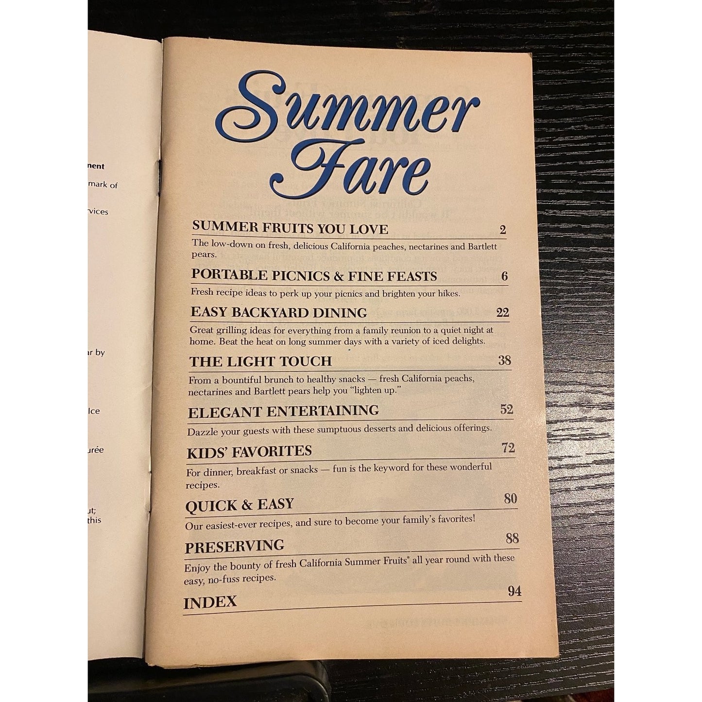 Postcard Booklet Best Recipes July 1991 No. 6 Summer Fare  Summer Fruits