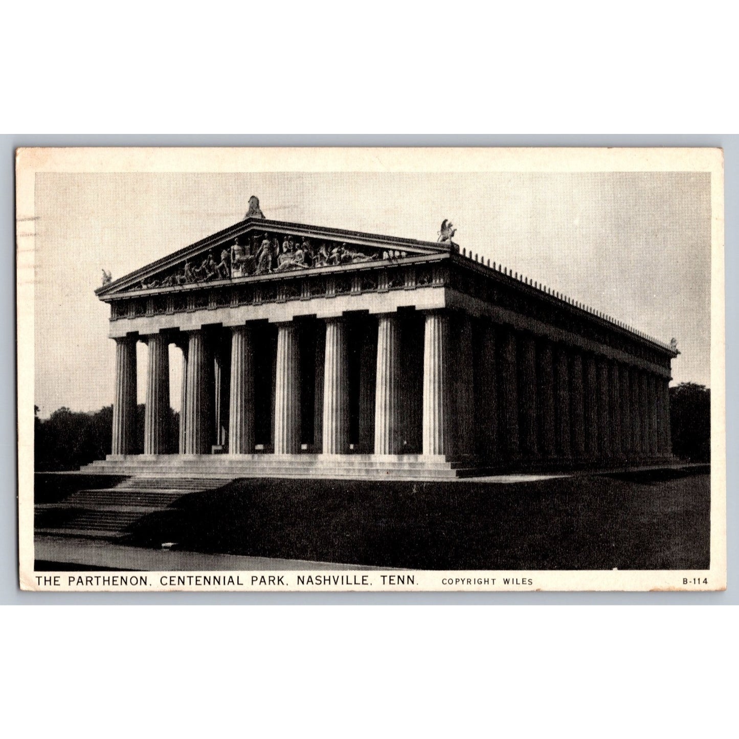 Nashville TN Tennessee Parthenon Centennial Park 1935 Chrome Postcard Used