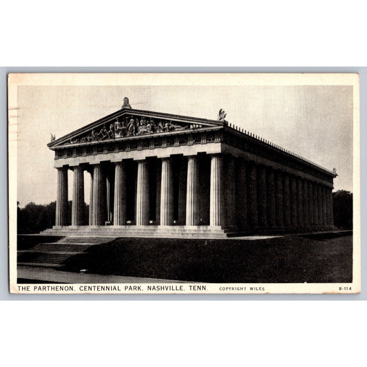 Nashville TN Tennessee Parthenon Centennial Park 1935 Chrome Postcard Used