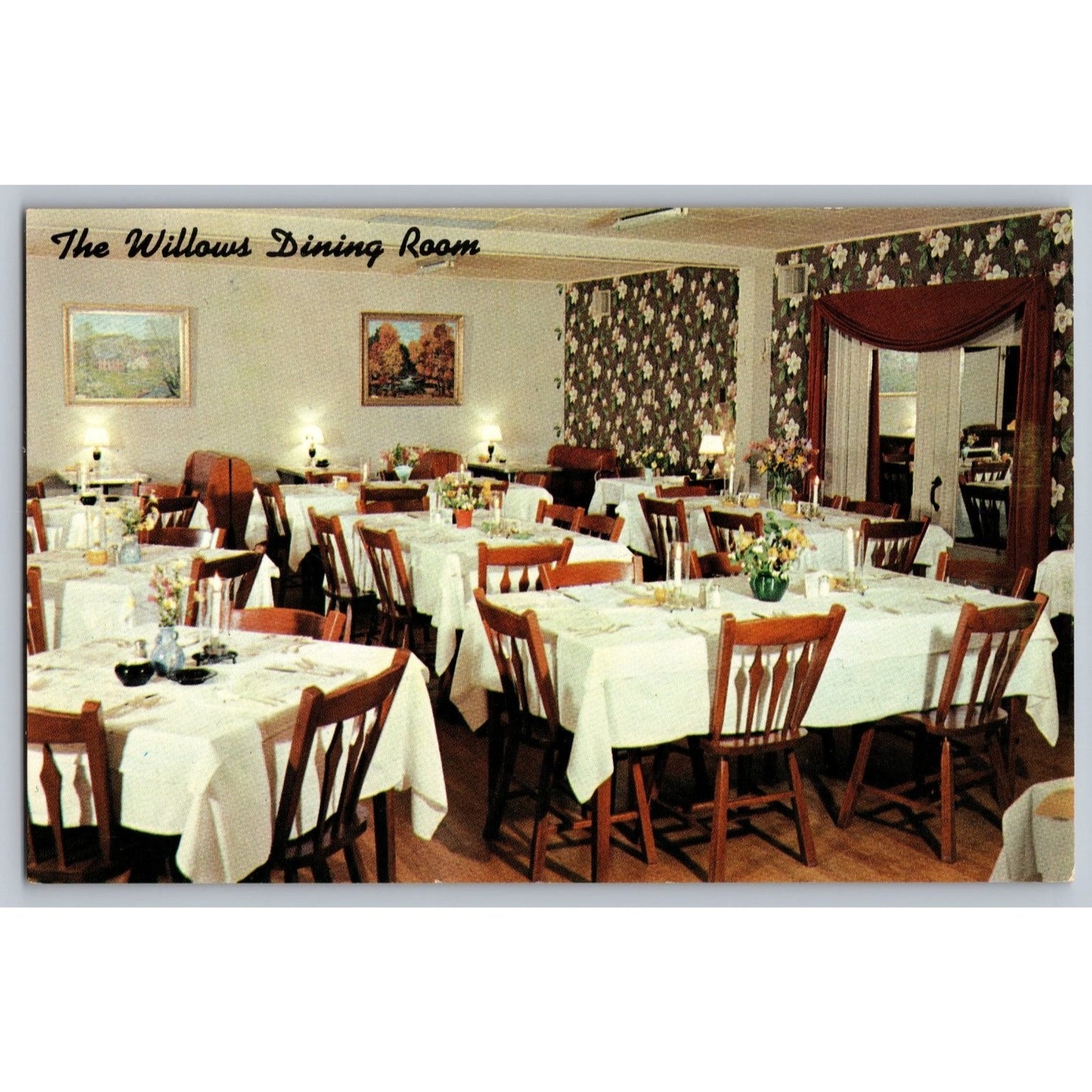 Lancaster PA Pennsylvania The Willows Dining Room Chrome Postcard Mellinger