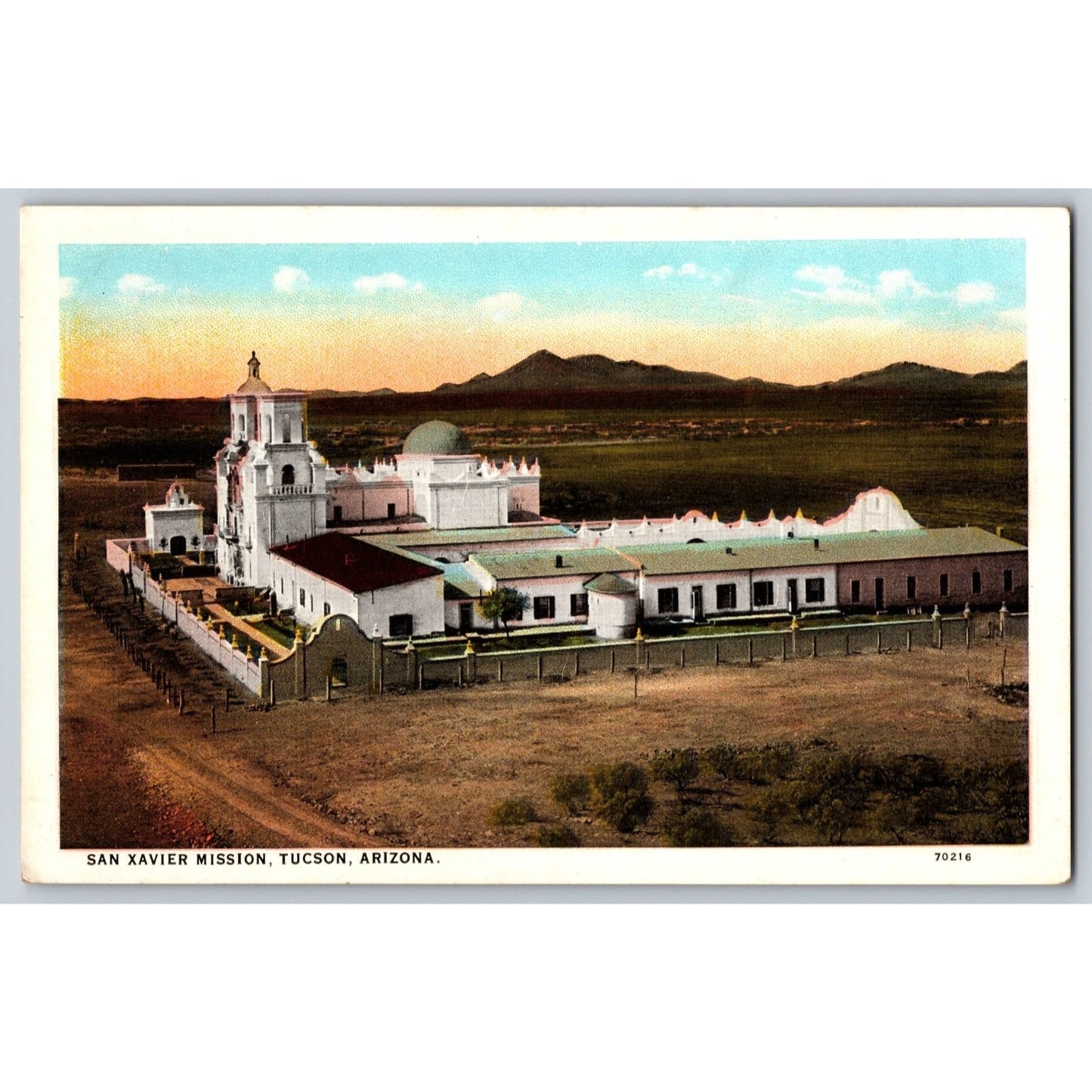 Tucson AZ Arizona San Xavier Mission White Border Postcard Unused