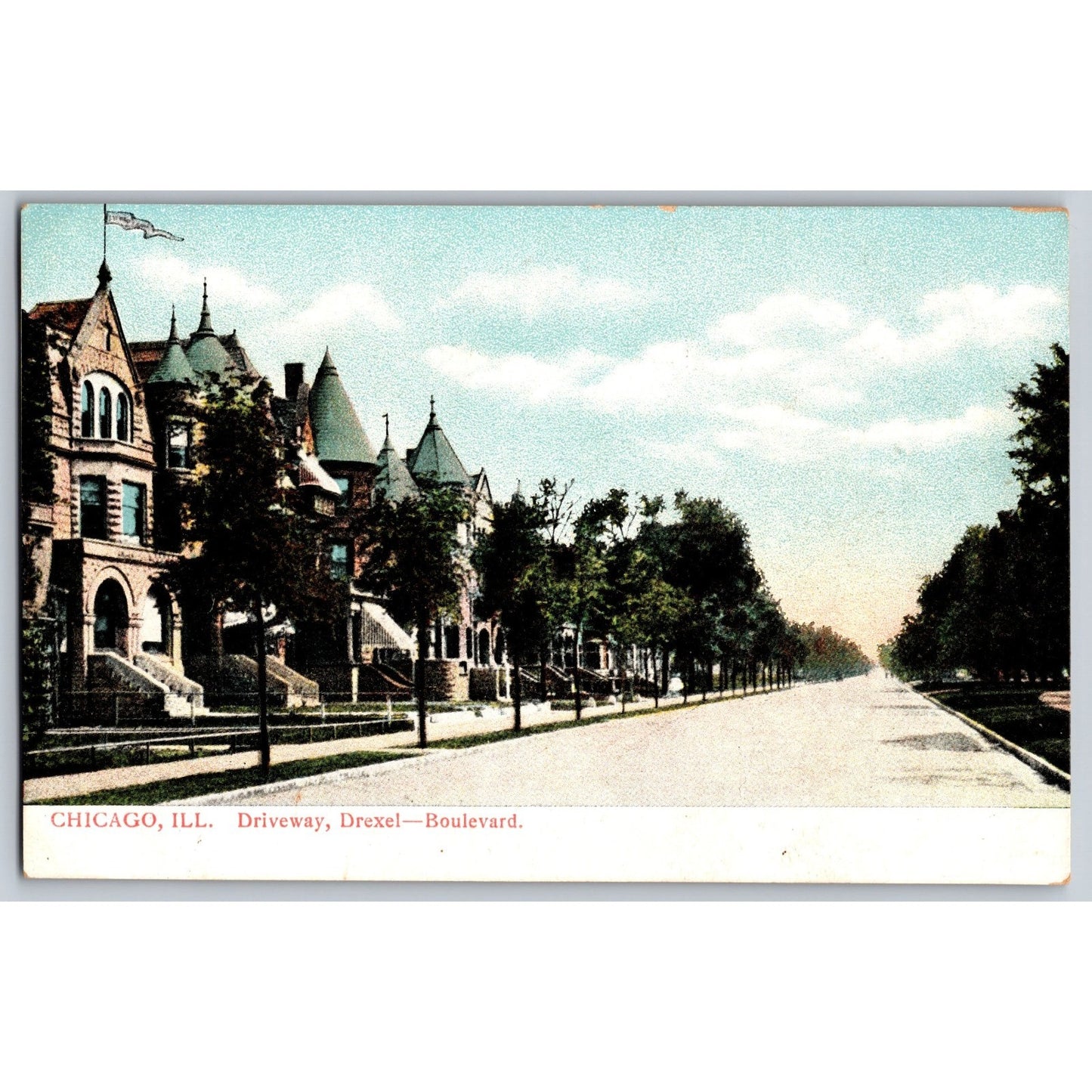 Chicago IL Illinois Driveway Drexel Boulevard Divided Back Postcard Unused