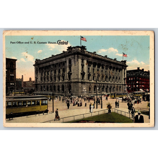 Cleveland OH Ohio Post Office US Custom House 1915 White Border Postcard Used