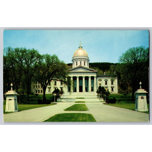 Montpelier VT Vermont State Capitol 1960s Architecture Gold Dome Chrome Postcard