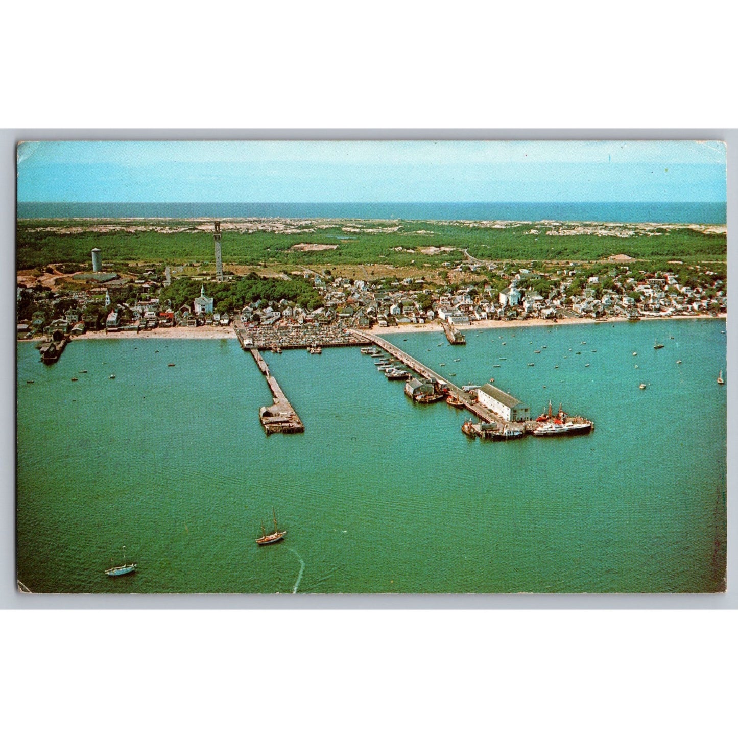 Provincetown Cape Cod MA Massachusetts Aerial View Chrome Postcard Used