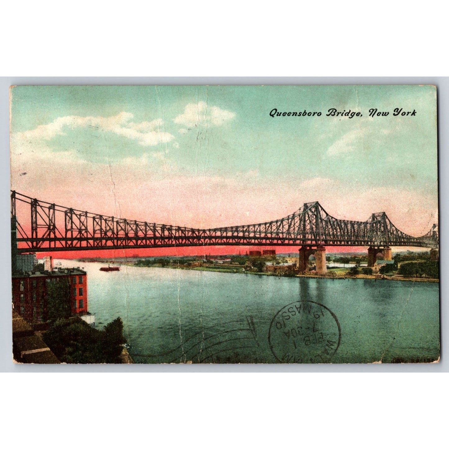 New York City NY New York Queensboro Bridge 1910 Divided Back Postcard Used