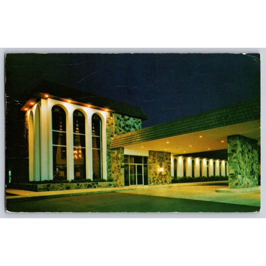 Oklahoma City OK Hilton Inn West Night View 1975 Chrome Postcard Unused