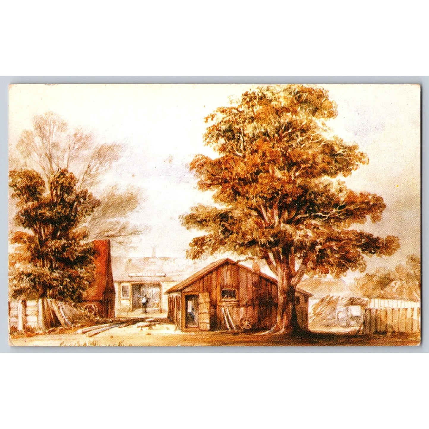Cambridge MA Massachusetts Village Blacksmith Illustrated Postcard Unused