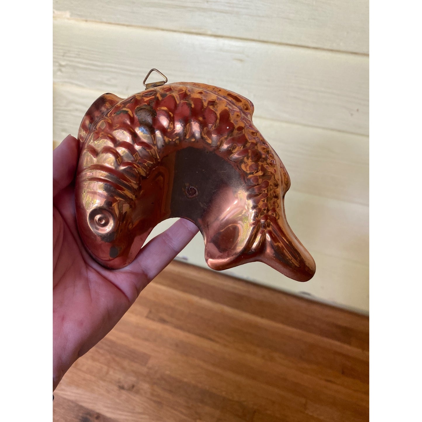 Vintage Copper Small Fish Shaped Mold For Wall Hanging Or Baking
