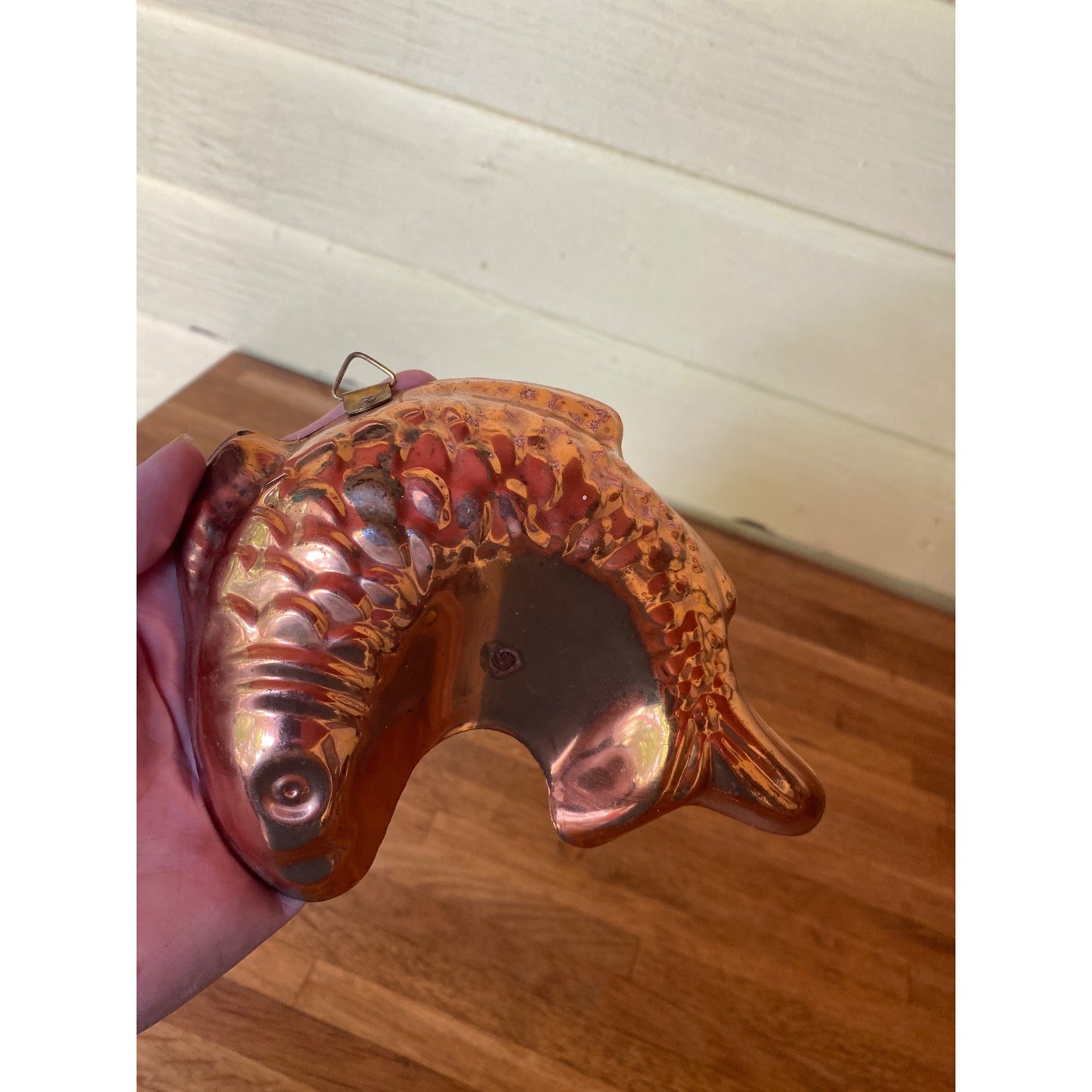 Vintage Copper Small Fish Shaped Mold For Wall Hanging Or Baking