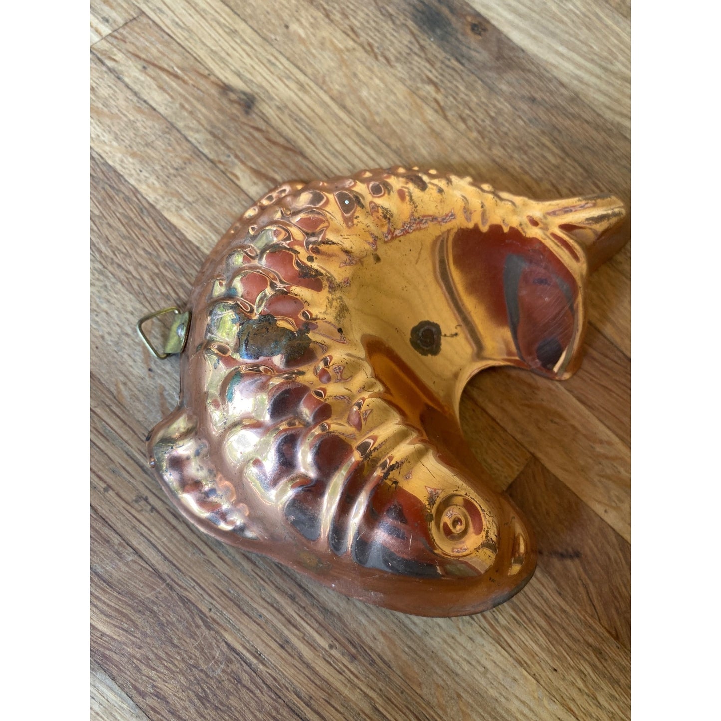Vintage Copper Small Fish Shaped Mold For Wall Hanging Or Baking