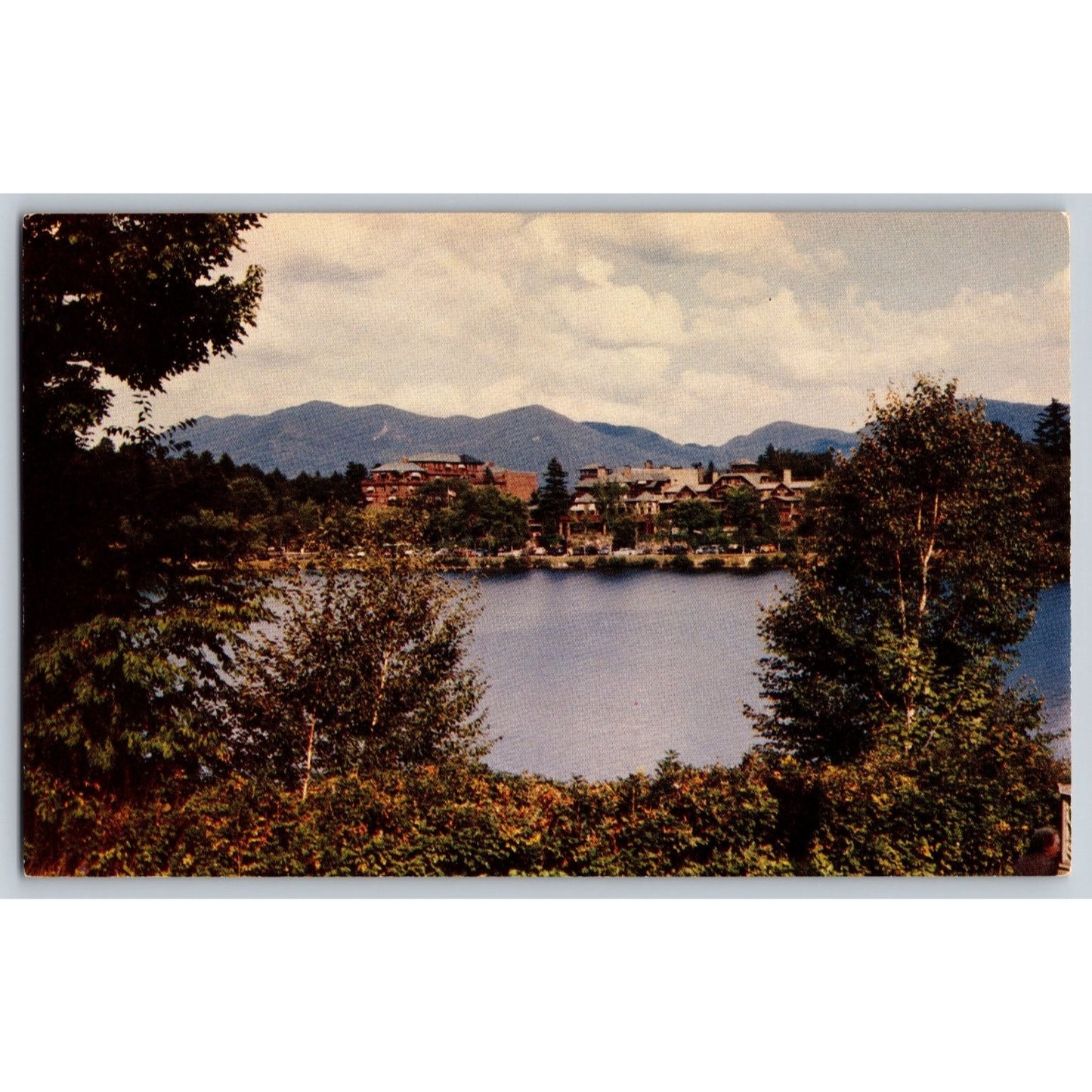 Lake Placid NY New York Club across Mirror Lake Chrome Postcard Unused