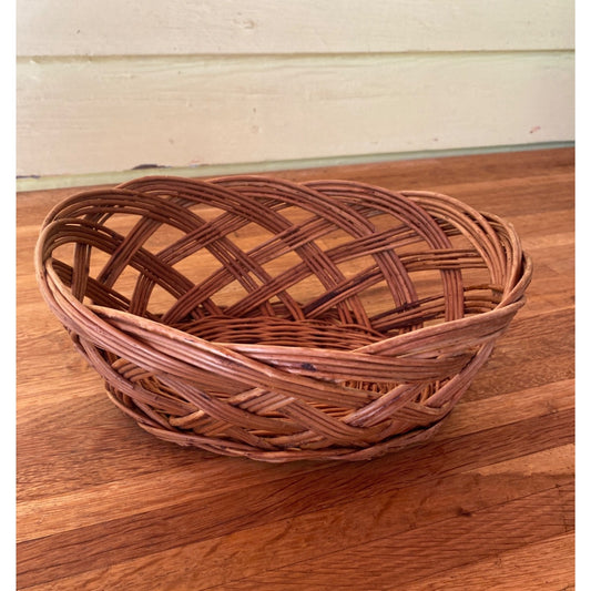 Handwoven Oval Wicker Basket 7x9 Inches Rustic Brown Home Décor Storage