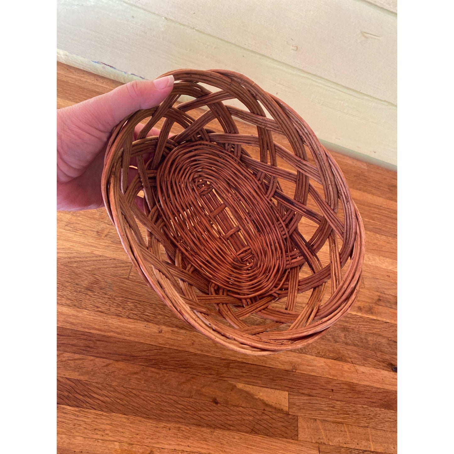 Handwoven Oval Wicker Basket 7x9 Inches Rustic Brown Home Décor Storage