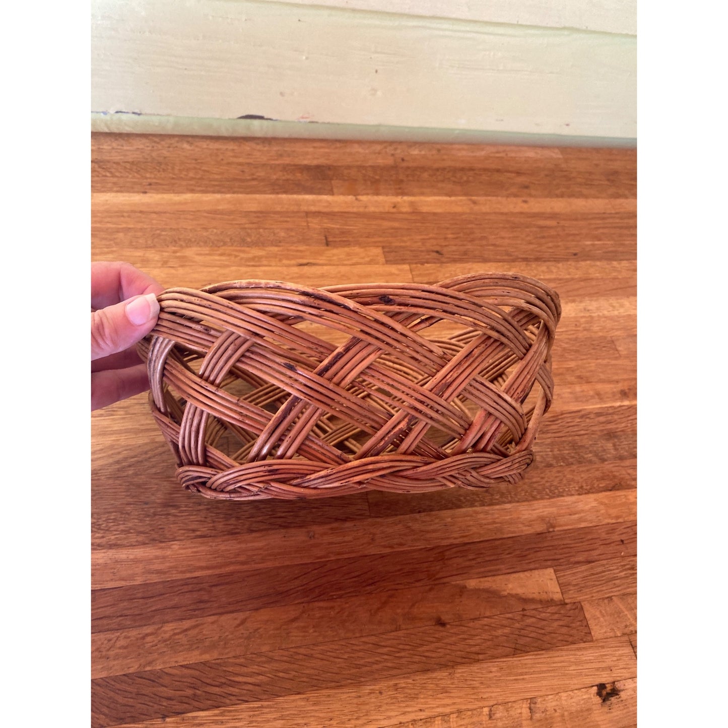 Handwoven Oval Wicker Basket 7x9 Inches Rustic Brown Home Décor Storage