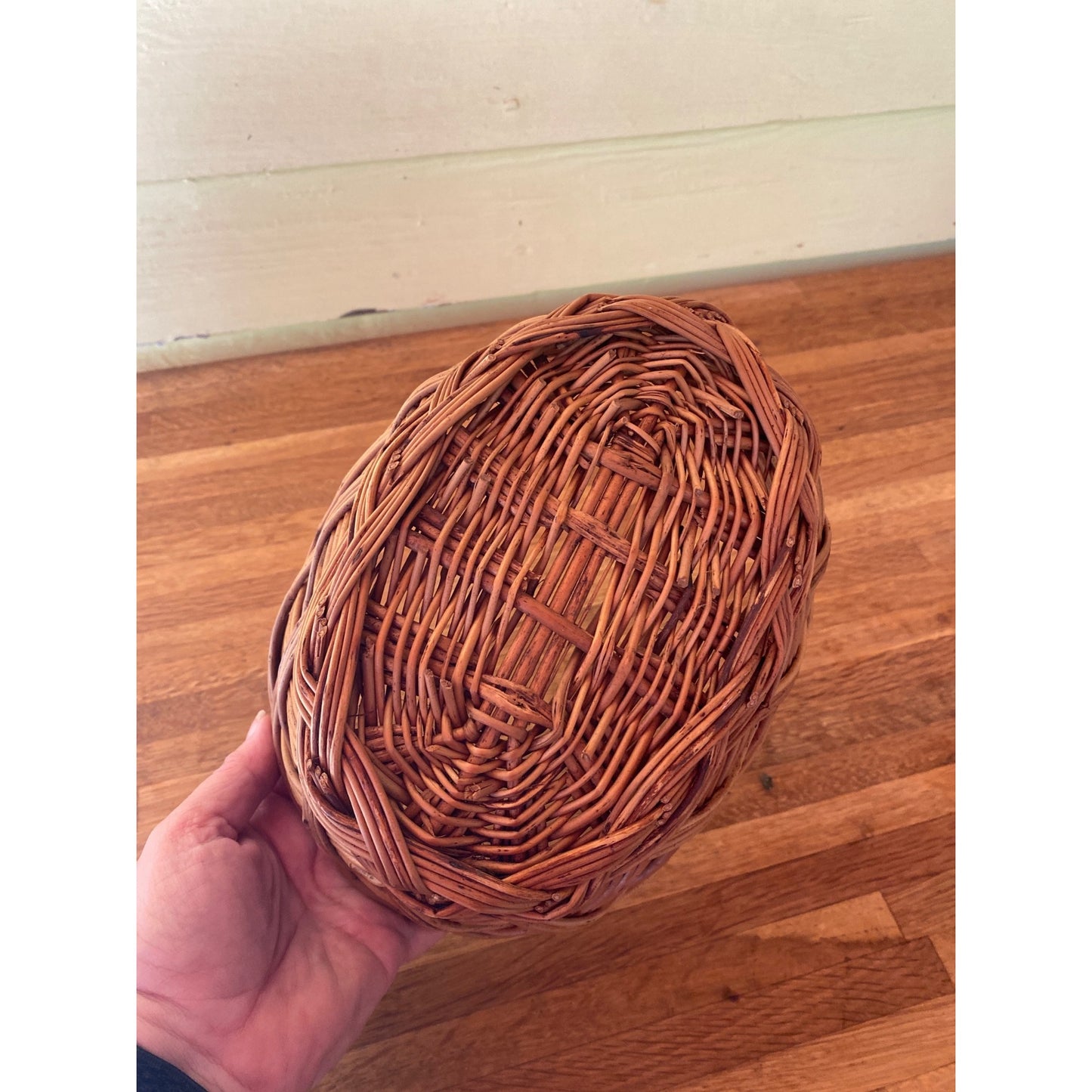 Handwoven Oval Wicker Basket 7x9 Inches Rustic Brown Home Décor Storage