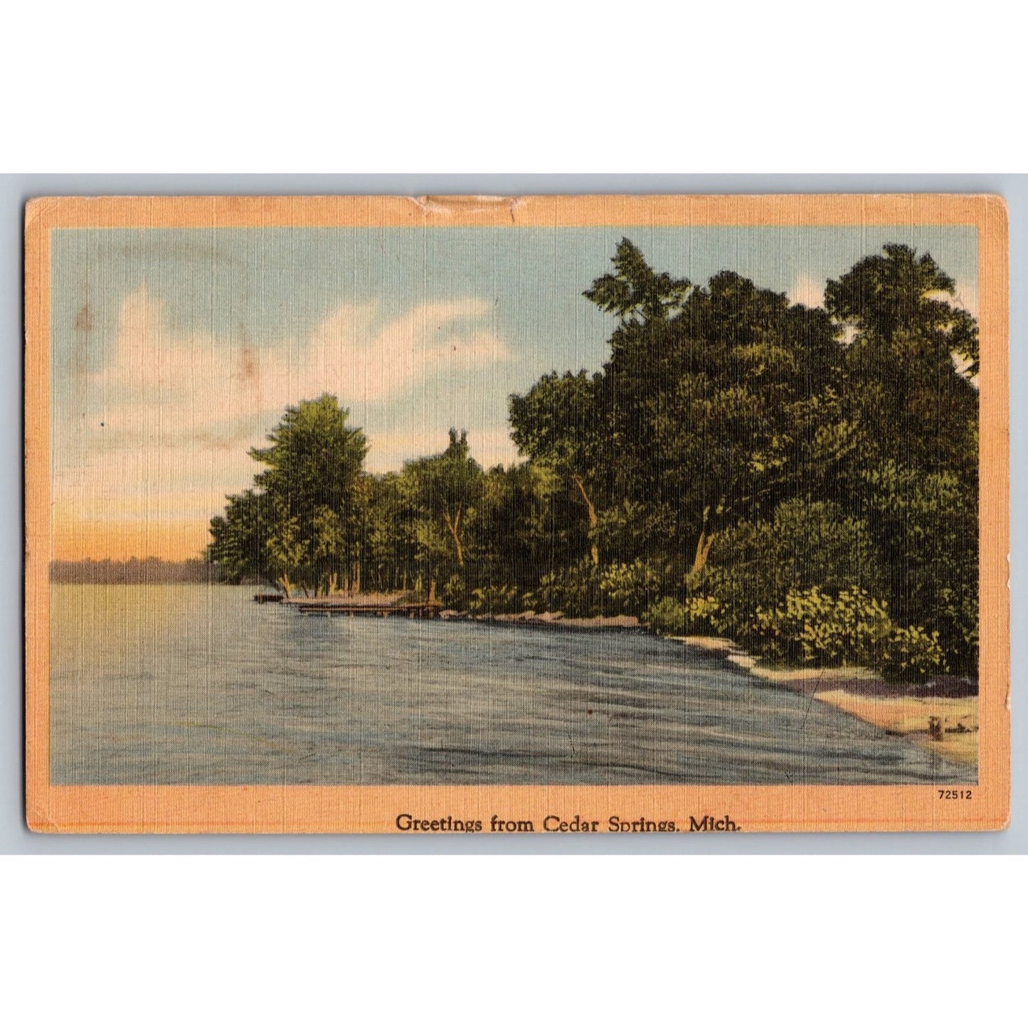 Cedar Springs MI Michigan Greetings from 1930s Linen Postcard Unused