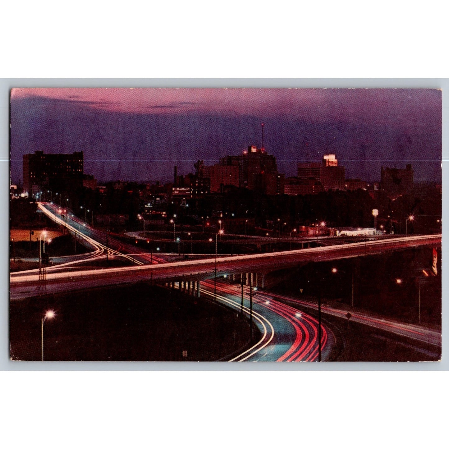 Shreveport LA Louisiana Skyline at Night Chrome Postcard Unused