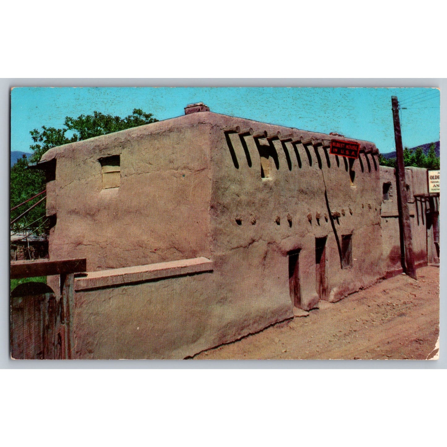 Santa Fe NM New Mexico Oldest House Chrome Postcard Unused