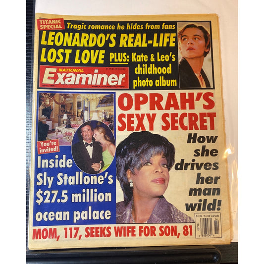 National Examiner Magazine Apr 7 1998 Leonardo DiCaprio Oprah Sylvester Stallone