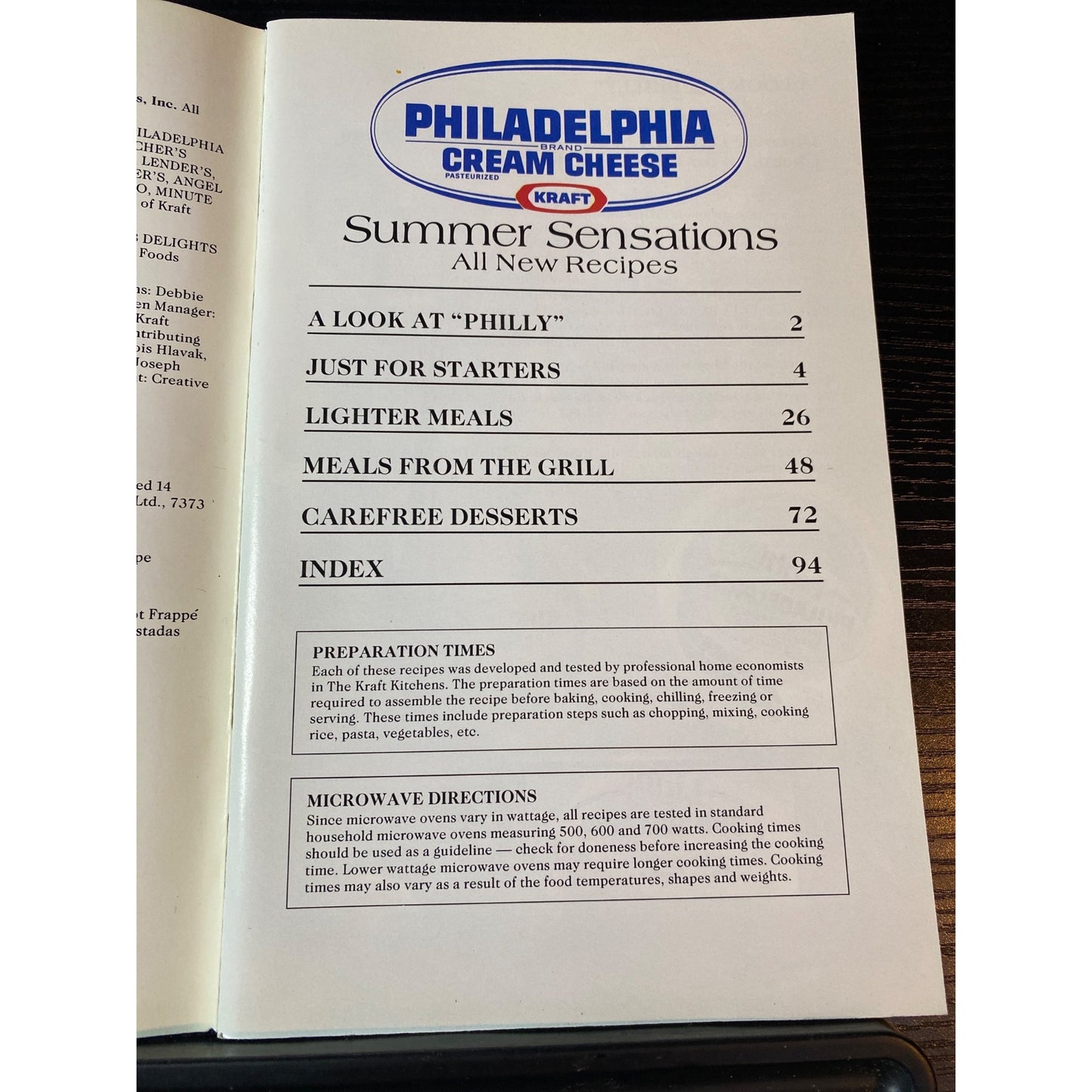 Philadelphia Cream Cheese Summer Sensations Recipe Cookbook Booklet June 1990