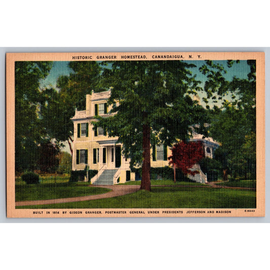 Canandaigua NY New York Granger Homestead White Border Postcard Wm Jubb Co