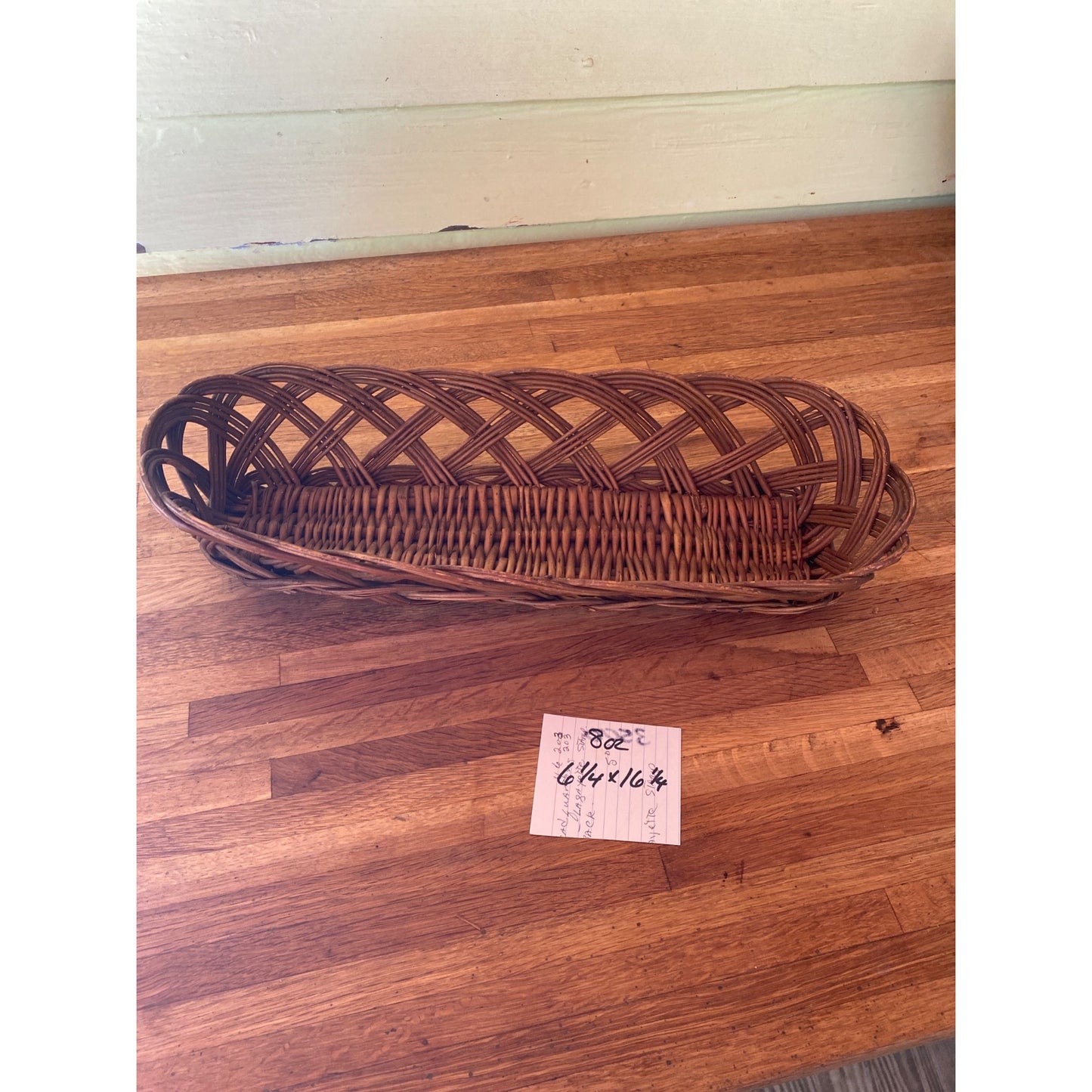 French Baguette Wicker Woven Bread Basket - 16" Long Oval Design For Rustic Decor Or Serving