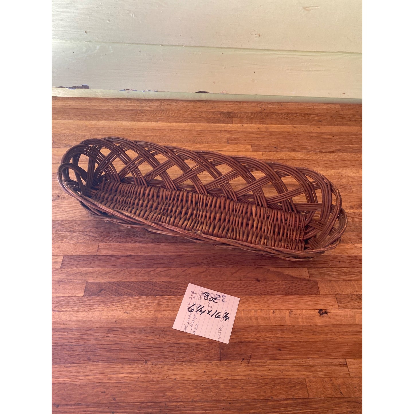 French Baguette Wicker Woven Bread Basket - 16" Long Oval Design For Rustic Decor Or Serving