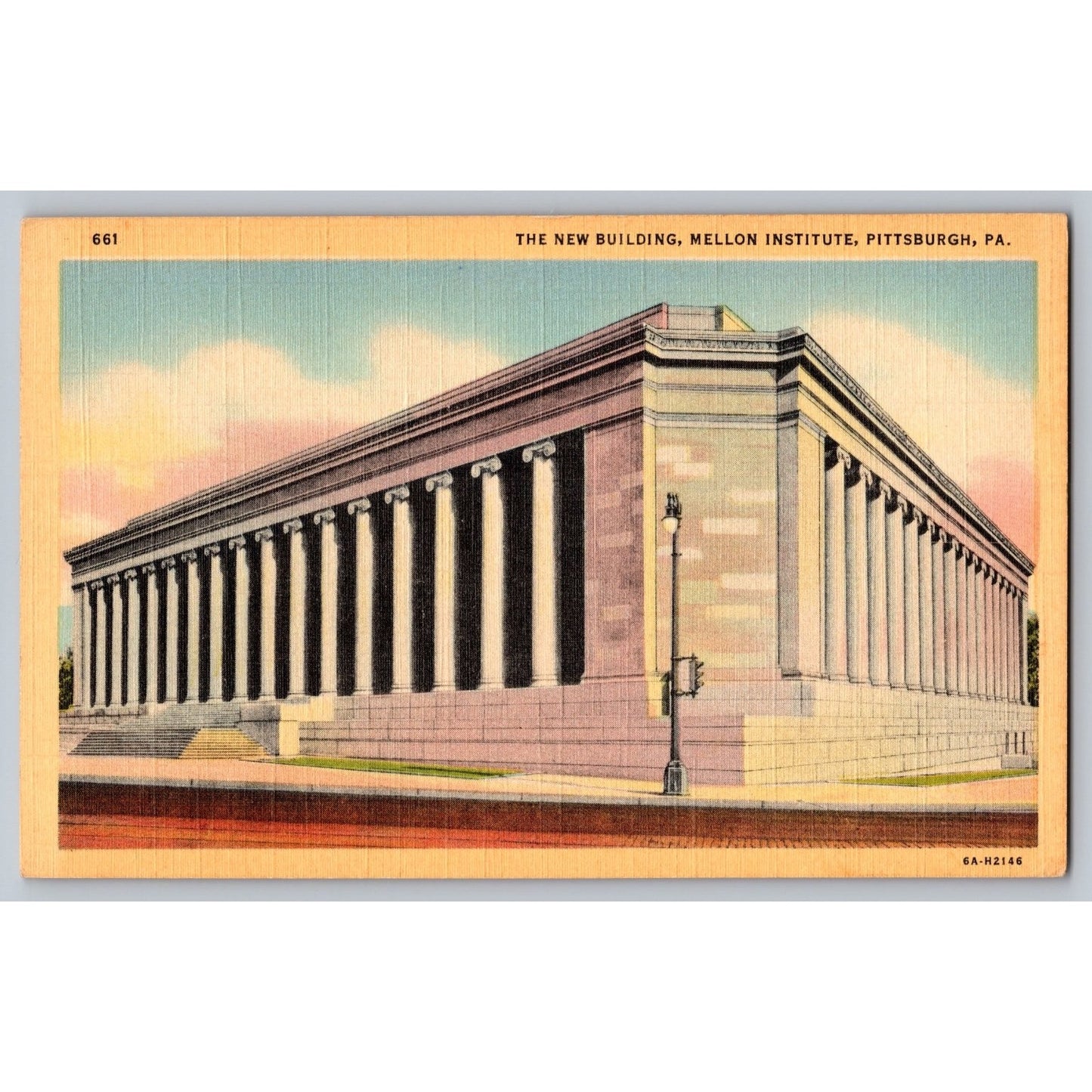 Pittsburgh PA Pennsylvania Mellon Institute Building 1930s White Border Postcard