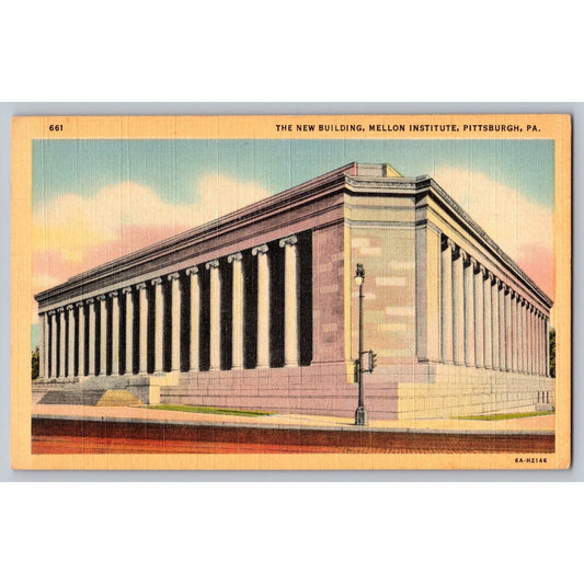 Pittsburgh PA Pennsylvania Mellon Institute Building 1930s White Border Postcard