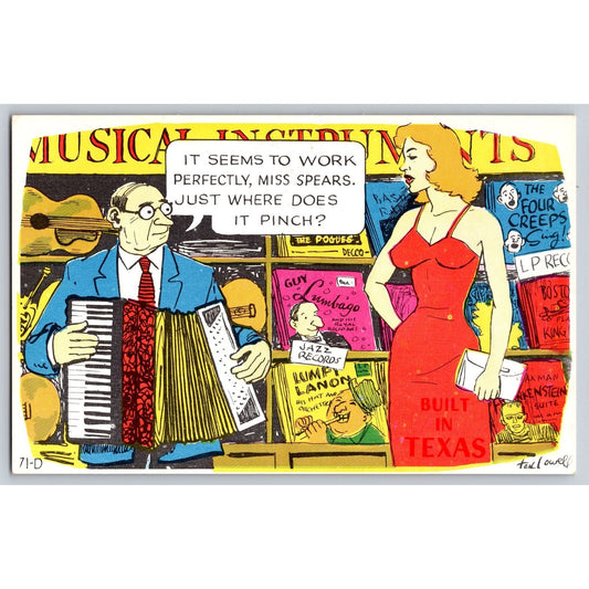 Comic Laff-Gram Postcard Seems To Work Perfectly Accordion Humor
