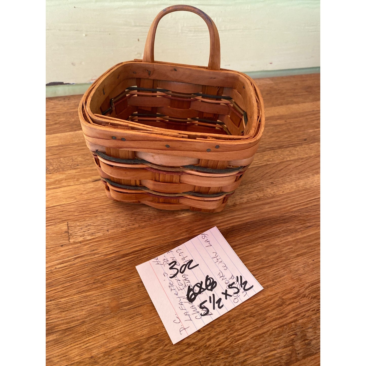 Handwoven Small Wooden Basket With Handle - Rustic & Durable - 5.5"x5.5"x5.5" - Natural Woven Design For Storage Or Home Décor