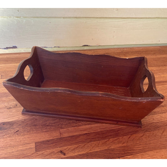 Vintage Wooden Handled Rectangular Bread Tray 7 1/2" x 11 1/2" Classic Rustic Decor