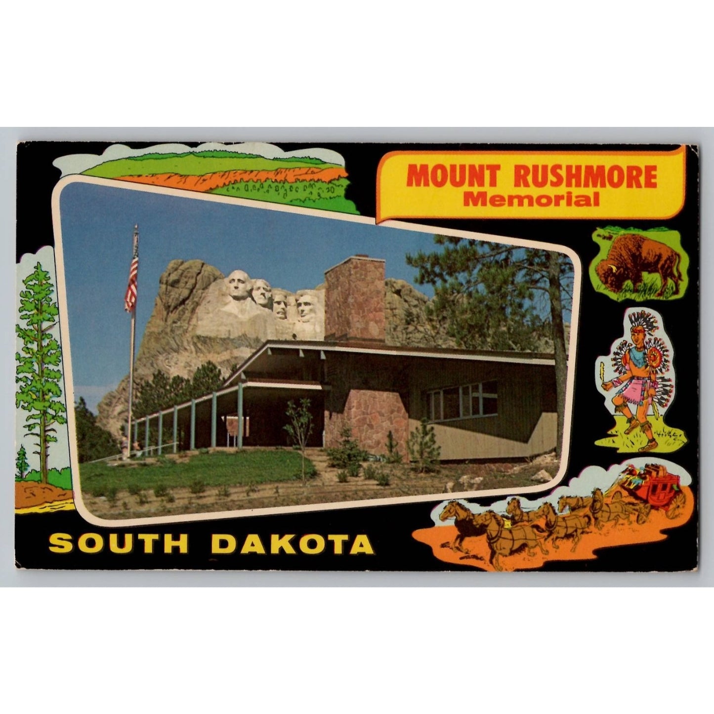 Keystone SD South Dakota Mount Rushmore Memorial Postcard Grigg Original