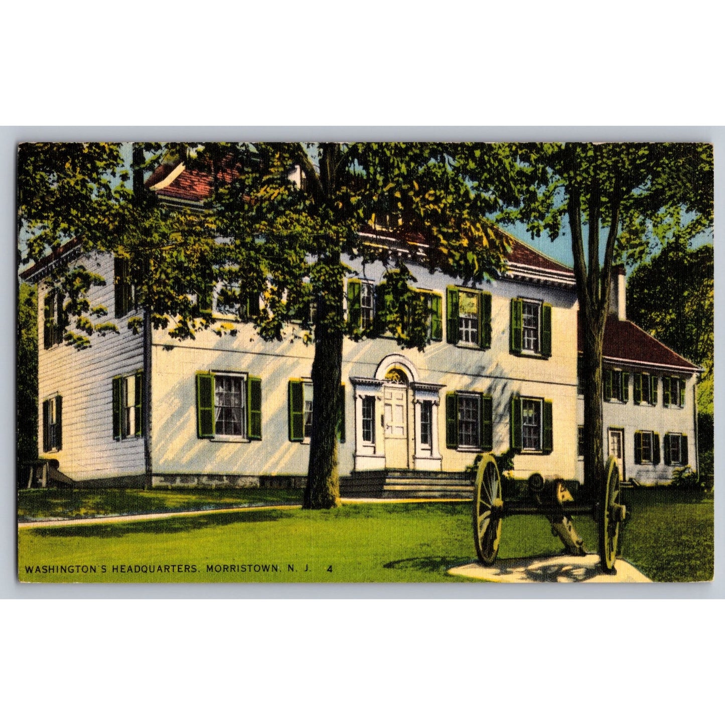 Morristown NJ New Jersey Washington's Headquarters 1940s Linen Postcard Unused